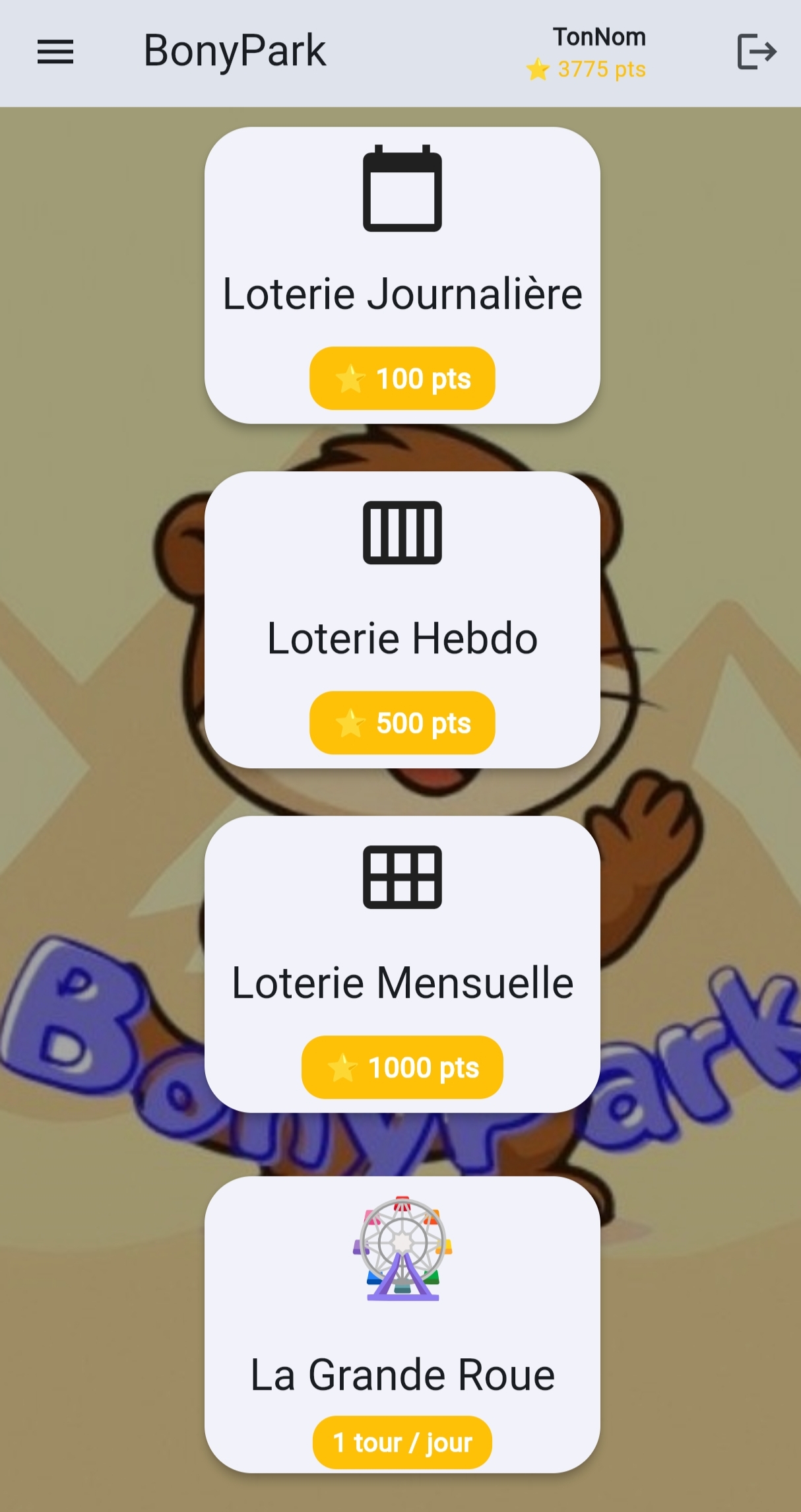 BonyPark - Ecran 1